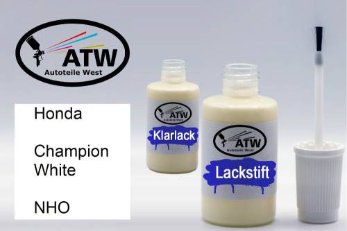 Honda, Champion White, NHO: 20ml Lackstift + 20ml Klarlack - Set, von ATW Autoteile West.